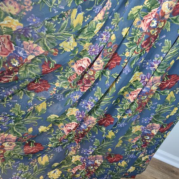 Marisa Christina Blue Green Pink Floral Pleated Vintage Maxi Skirt Large - Picture 3 of 4